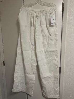 Athleta White women's linen blend Drawstring pants